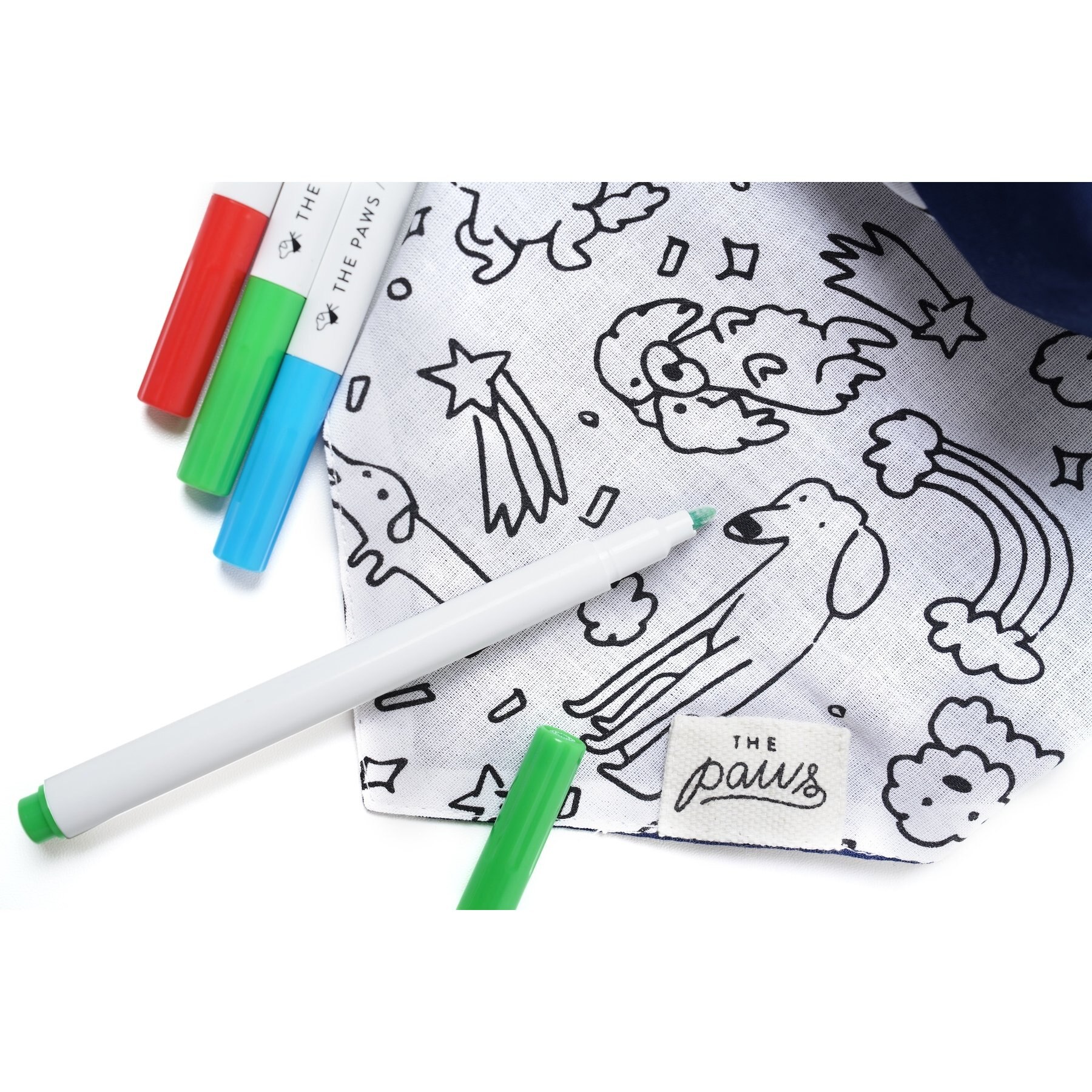 The Paws Coloring Dog & Cat Bandana, White, Small