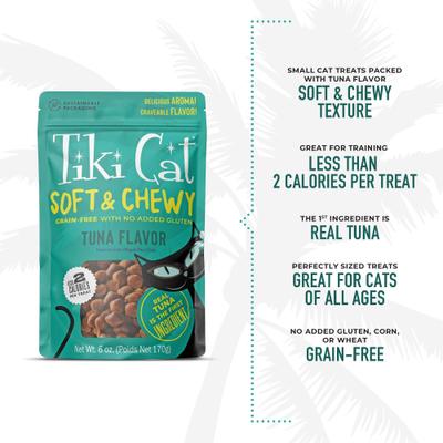 Show full view: Tiki Cat Soft & Chewy Tuna Flavor Grain-Free Cat Treat, 6-oz bag slide 6 of 11