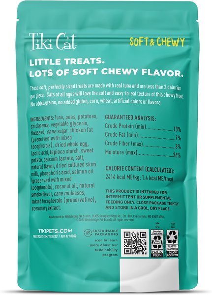 Tiki Cat Soft & Chewy Tuna Flavor Grain-Free Cat Treat, 6-oz bag