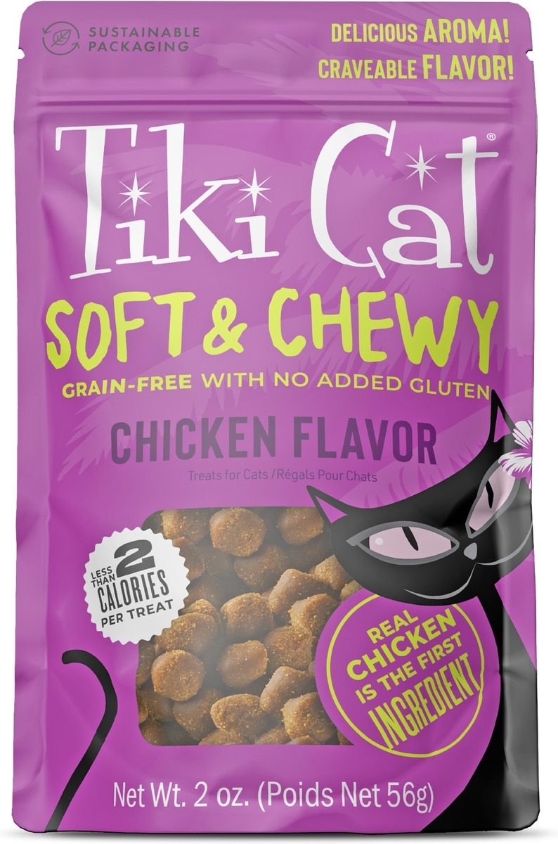 TIKI CAT Soft & Chewy Chicken Flavor Grain-Free Cat Treats, 2-oz