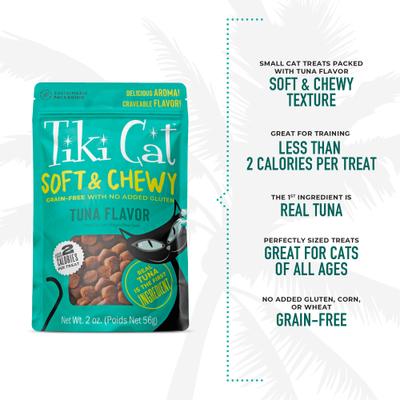 Show full view: Tiki Cat Soft & Chewy Tuna Flavor Grain-Free Cat Treats, 2-oz pouch slide 6 of 11