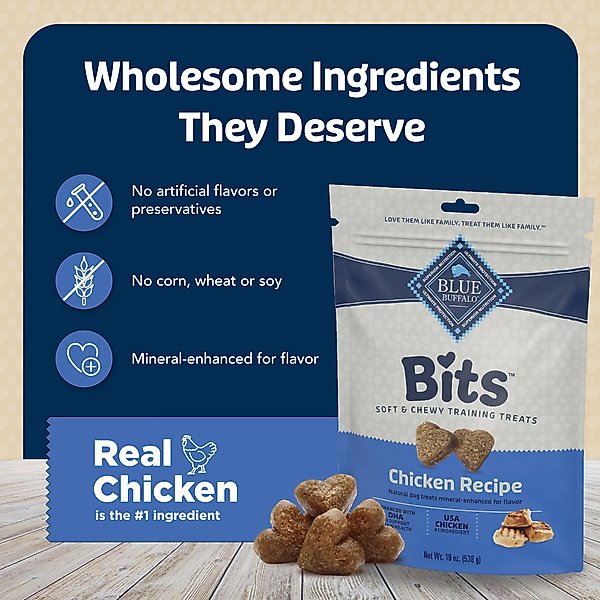 Blue Buffalo Blue Bits Tasty Chicken Recipe Soft-Moist Training Dog Treats