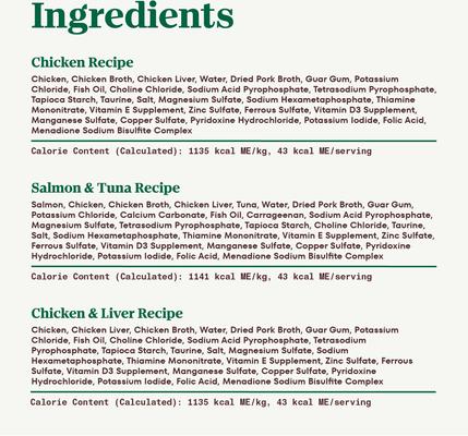 Show full view: Nutro Perfect Portions Chicken, Salmon & Tuna, Chicken & Liver Variety Pack Grain-Free Soft Pate Wet Cat Food, 2.64-oz, case of 24 twin-packs slide 7 of 11