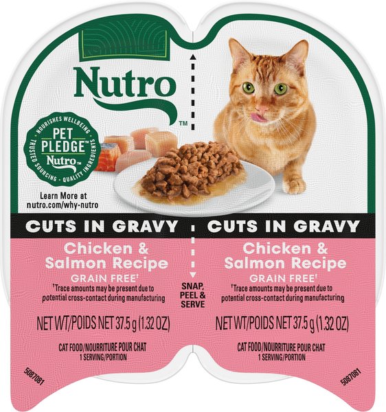 Nutro Perfect Portions Grain Free Cuts In Gravy Real Chicken & Salmon Recipe Wet Cat Food Trays