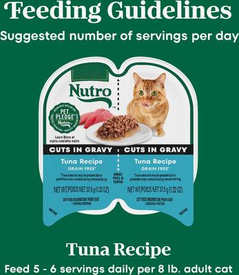 Show full view: Nutro Perfect Portions Grain-Free Cuts in Gravy Tuna Recipe Adult Wet Cat Food Trays, 2.65-oz, case of 24 twin-packs slide 8 of 11