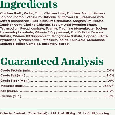 Show full view: Nutro Perfect Portions Grain-Free Cuts in Gravy Tuna Recipe Adult Wet Cat Food Trays, 2.65-oz, case of 24 twin-packs slide 7 of 11