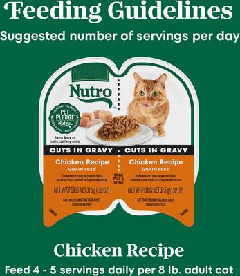Show full view: Nutro Perfect Portions Grain-Free Cuts in Gravy Chicken Recipe Adult Wet Cat Food Trays, 2.65-oz, case of 24 twin-packs slide 8 of 11