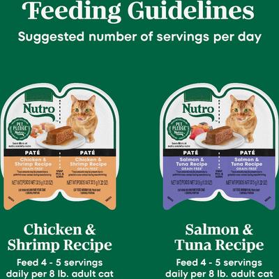 Show full view: Nutro Perfect Portions Salmon & Tuna, Chicken & Shrimp Variety Pack Grain-Free Soft Pate Wet Cat Food, 2.65-oz, case of 12 twin-packs slide 8 of 11