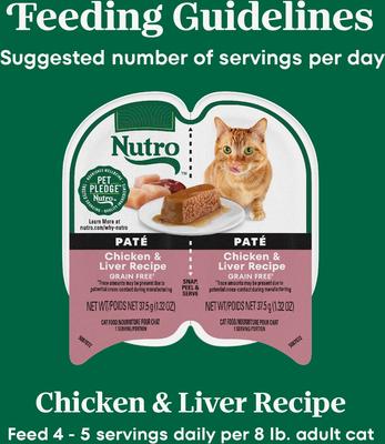 Show full view: Nutro Perfect Portions Chicken & Liver Recipe Grain-Free Soft Pate Adult Wet Cat Food Trays, 2.6-oz, case of 24 slide 8 of 11