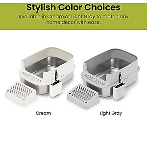 PawsPik Stainless Steel Cat Litter Box & Metal Scooper, X-Large, Light Gray