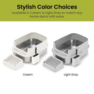 Show full view: PawsPik Stainless Steel Cat Litter Box & Metal Scooper, X-Large, Light Gray slide 9 of 11