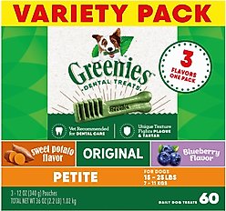 Greenies Natural Dental Care Petite Size Sweet Potato Original Chicken & Blueberry Dental Dog Treats, 60 count
