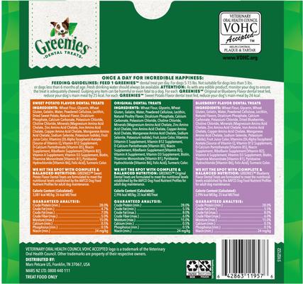 Show full view: Greenies Natural Dental Care Teenie Size Sweet Potato Original Chicken & Blueberry Dental Dog Treats, 129 count slide 3 of 11