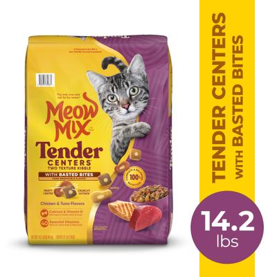 Show full view: Meow Mix Tender Centers Basted Bites Chicken & Tuna Flavor Dry Cat Food, 14.2-lb bag slide 3 of 10