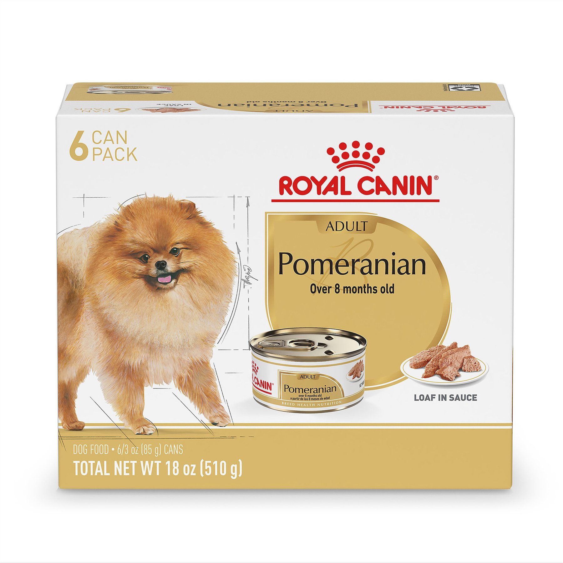 Royal Canin Breed Health Nutrition Pomeranian Adult Loaf in Sauce Canned Dog Food, 3-oz can, case of 6