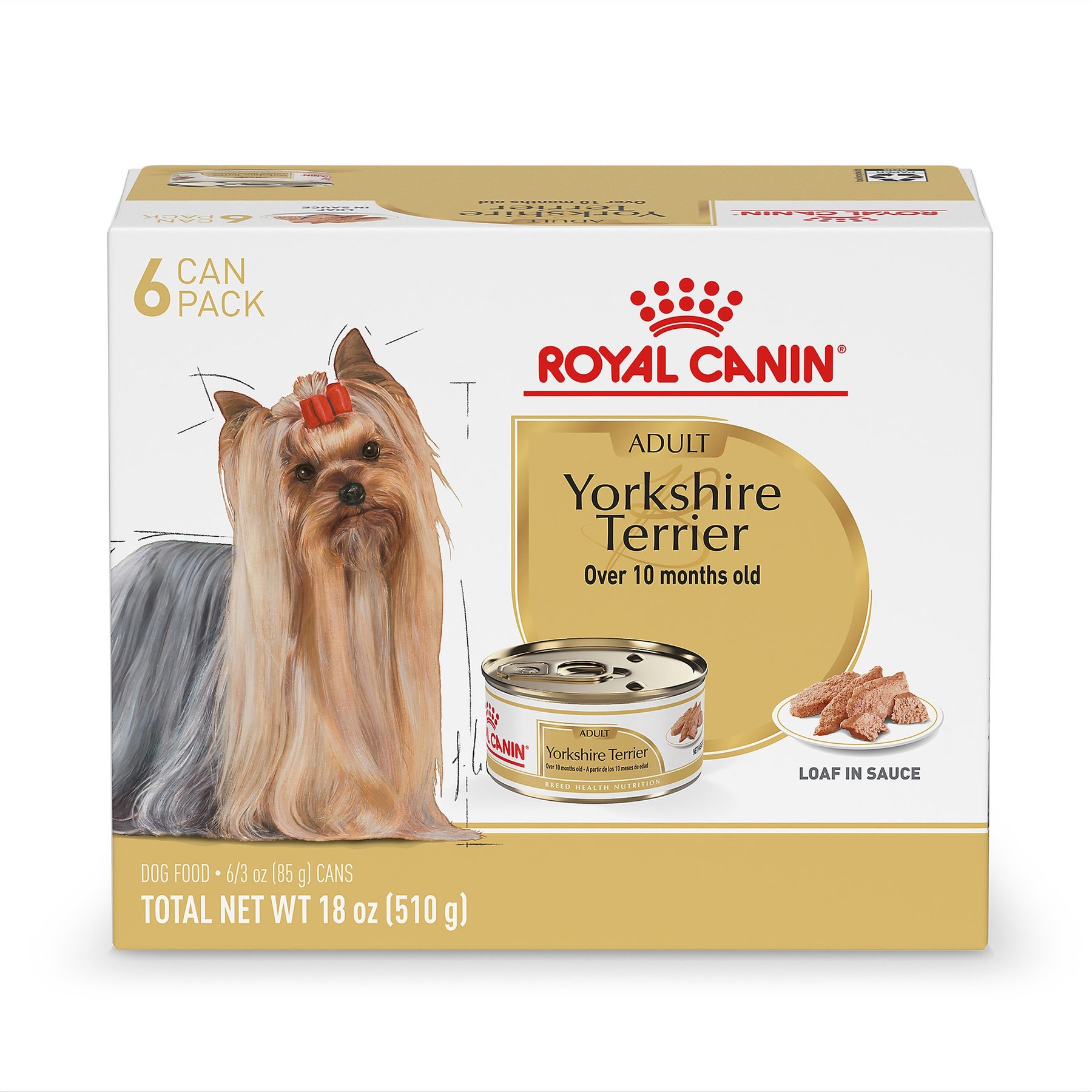 Royal Canin Breed Health Nutrition Yorkshire Terrier Adult Loaf In Sauce Wet Dog Food, 3-oz can, case of 6
