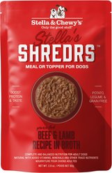 Stella & Chewy's Stella's Shredrs Adult Grain-Free Grass Fed Beef & Lamb Recipe in Broth Wet Dog Food, 2.8-oz pouch, case of 12