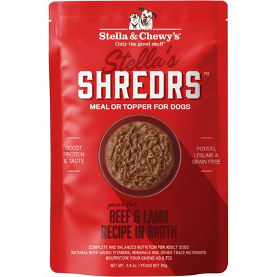 Stella & Chewy's Stella & Chewy's Stella's Shredrs Adult Grain-Free Grass Fed Beef & Lamb Recipe in Broth Wet Dog Food, 2.8-oz pouch, case of 12