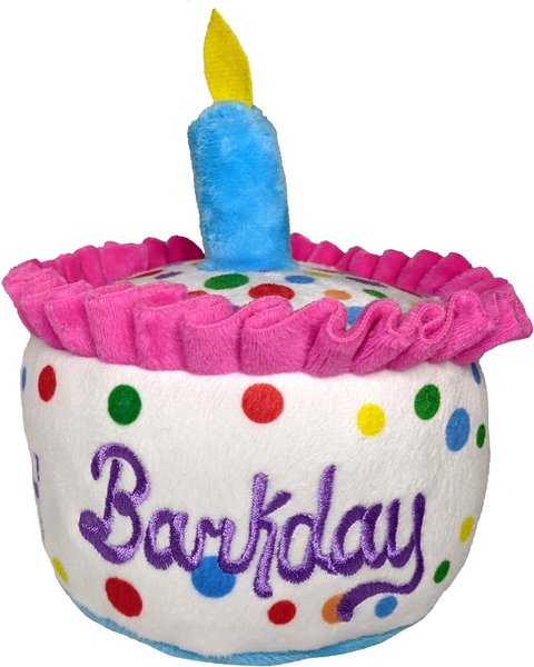 Huxley & Kent Dog Power Plush Happy Barkday Cake Dog Toy, Multicolor