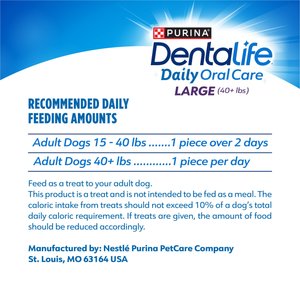 DentaLife Daily Oral Care Tartar Control Adult Large Breed Dental Dog Treats, 18 count