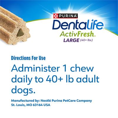 Show full view: DentaLife ActivFresh Daily Oral Care Breath Control Adult Large Breed Dental Dog Treats, 21 count slide 10 of 12