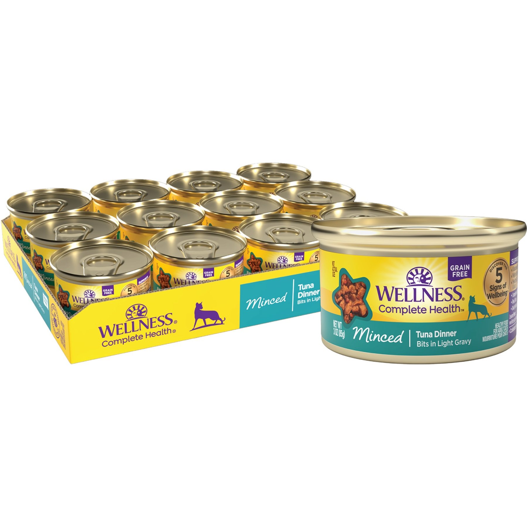 Wellness Minced Tuna Dinner Canned Cat Food, 3-oz, case of 24