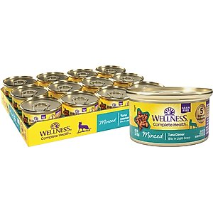 Wellness Complete Health Minced Tuna Dinner Grain-Free Canned Cat Food, 3-oz, case of 24