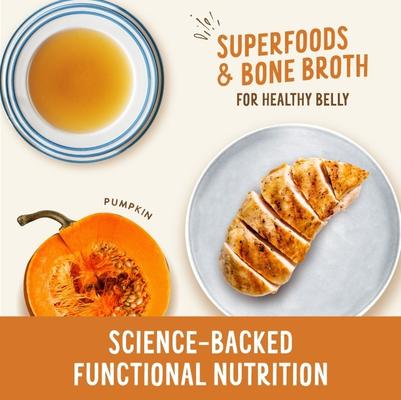 Show full view: Health Extension Broth-Licious Healthy Belly Grain-Free Chicken & Pumpkin in Chicken Bone Broth Wet Dog Food, 3.5-oz tray, case of 12 slide 5 of 9