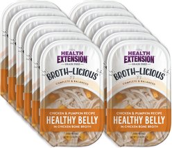 Health Extension Broth-Licious Healthy Belly Grain-Free Chicken & Pumpkin in Chicken Bone Broth Wet Dog Food, 3.5-oz tray, case of 12