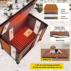 Aivituvin Wooden Outdoor Heated Dog House, Brown, Medium slide 2 of 7