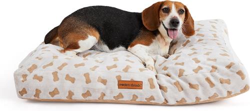 Show full view: MODERN THREADS Super Plush Flannel Carved Orthopedic Pillow Dog & Cat Bed with Removable Cover, Beige slide 3 of 8