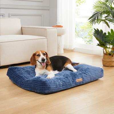 Show full view: MODERN THREADS Jacquard Waffle Super Plush Orthopedic Pillow Dog & Cat Bed with Removable Cover, Blue slide 6 of 7