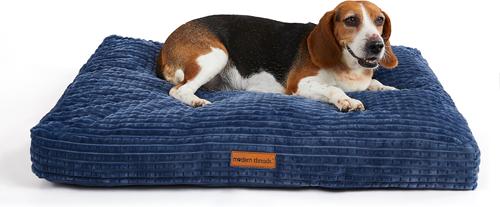 Show full view: MODERN THREADS Jacquard Waffle Super Plush Orthopedic Pillow Dog & Cat Bed with Removable Cover, Blue slide 3 of 7