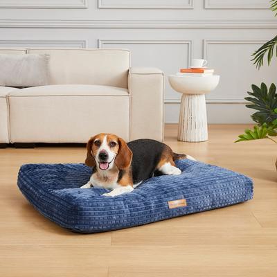 Show full view: MODERN THREADS Jacquard Waffle Super Plush Orthopedic Pillow Dog & Cat Bed with Removable Cover, Blue slide 5 of 7