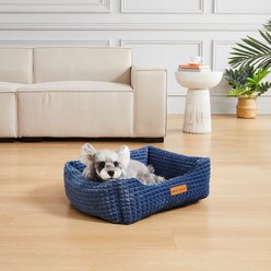 MODERN THREADS Jacquard Waffle Super Plush Cuddler Dog & Cat Bed, Blue slide 2 of 6