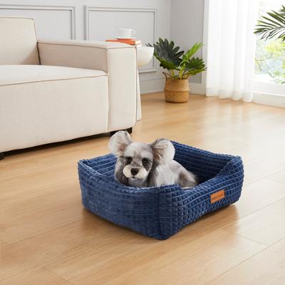 Show full view: MODERN THREADS Jacquard Waffle Super Plush Cuddler Dog & Cat Bed, Blue slide 5 of 7