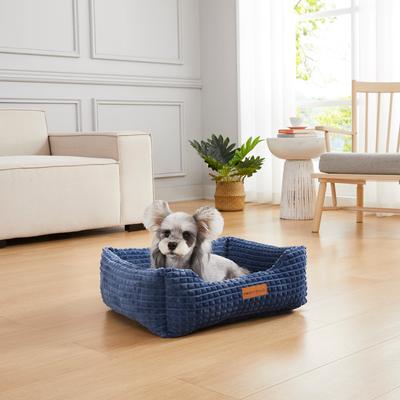 Show full view: MODERN THREADS Jacquard Waffle Super Plush Cuddler Dog & Cat Bed, Blue slide 4 of 7