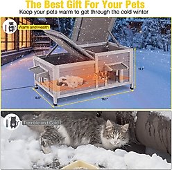 Aivituvin Insulated Wooden Indoor & Outdoor Heated Cat House, Grey slide 2 of 6