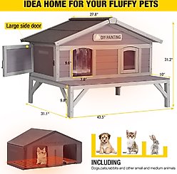 Aivituvin Wooden Indoor & Outdoor Heated Cat House, Grey slide 2 of 7
