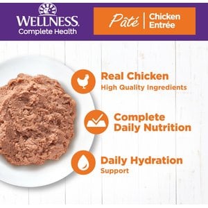 Wellness Complete Health Pate Chicken Entree Natural Grain-Free Wet Cat Food, 3-oz can, case of 4