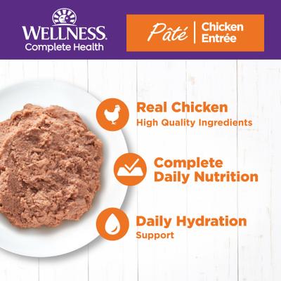 Show full view: Variety Pack - Wellness Complete Health Adult Beef & Chicken Formula Grain-Free Canned Cat Food, 12.5-oz, case of 12, Chicken & Turkey Flavors slide 6 of 9
