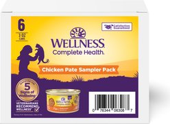 Wellness Complete Health Chicken Pate Variety Pack Grain-Free Wet Cat Food, 3-oz can, case of 6