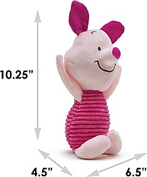Buckle-Down Disney Winnie the Pooh Piglet Arms Up Sitting Pose Squeaky Plush Dog Toy, Pink slide 2 of 5