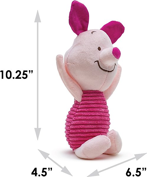 Show full view: Buckle-Down Disney Winnie the Pooh Piglet Arms Up Sitting Pose Squeaky Plush Dog Toy, Pink slide 5 of 6
