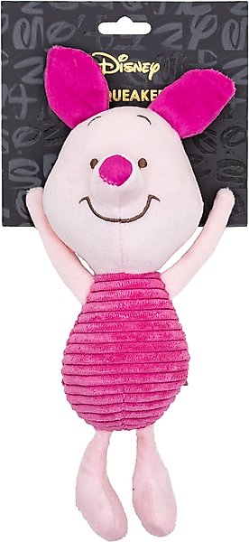 Show full view: Buckle-Down Disney Winnie the Pooh Piglet Arms Up Sitting Pose Squeaky Plush Dog Toy, Pink slide 4 of 6