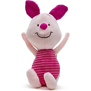 Buckle-Down Disney Winnie the Pooh Piglet Arms Up Sitting Pose Squeaky Plush Dog Toy, Pink
