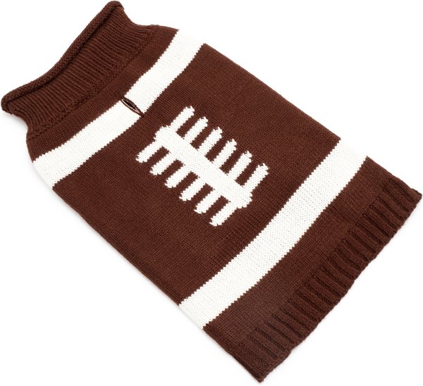 Show full view: The Worthy Dog Touchdown Dog Sweater, Brown, Medium slide 4 of 4