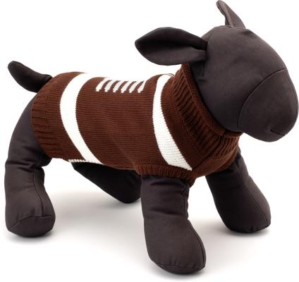 Show full view: The Worthy Dog Touchdown Dog Sweater, Brown, Medium slide 2 of 4