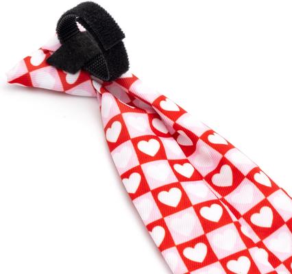 Show full view: The Worthy Dog Valentine's Day Colorblock Hearts Dog Neck Tie, Red, Small slide 3 of 4