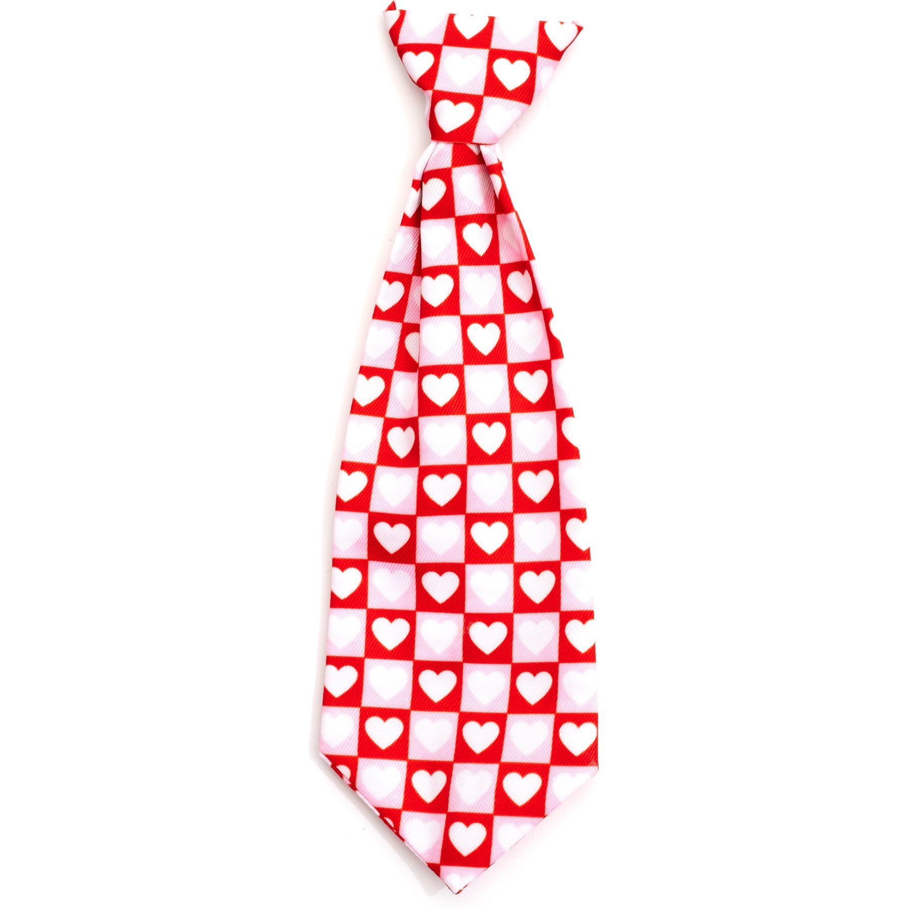The Worthy Dog Valentine's Day Colorblock Hearts Dog Neck Tie, Red, Small